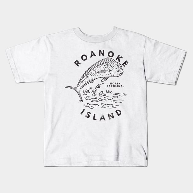 Roanoke Island, NC Summertime Vacationing Mahi Mahi Big Head Fish Kids T-Shirt by Contentarama